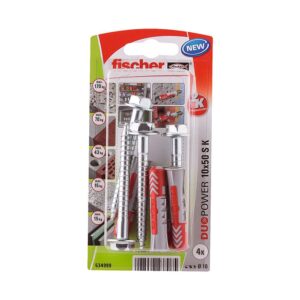 Tacos duopower ø10 x 50 mm + tornillos ø7 x 69 mm, blister 4 uds