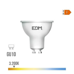 Bombilla dicroica led gu10 10 w 932 lm 3200 k luz cálida 120° ø5 x 6,4 cm