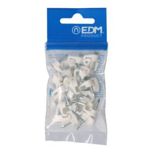 Grapa para cable manguera plana 2 x 1,5 mm n°01, blanca, blister 25 uds