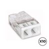 Conector rápido 2 vias, ø maximo 2,5 mm², transparente / blanca, 10 uds