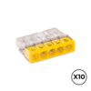 Conector rápido 5 vias, ø máximo 2,5 mm², transparente / amarilla, 10 uds